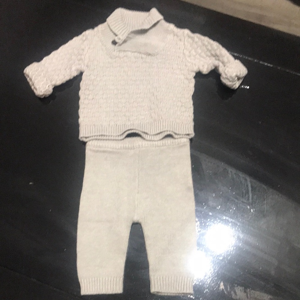 Cream Knit Baby Matching Set - Sweater & Leggings